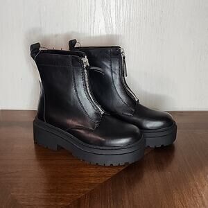 NEW WOMENS ARIZONA XANDER BLOCK HEEL BLACK MOTORCYCLE BOOTS Sz 8.5